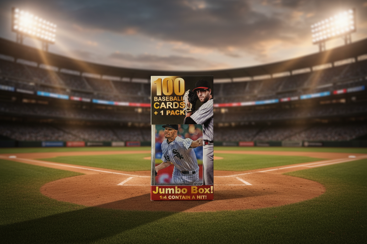 100 Baseball Cards Jumbo Box - Baseball Background