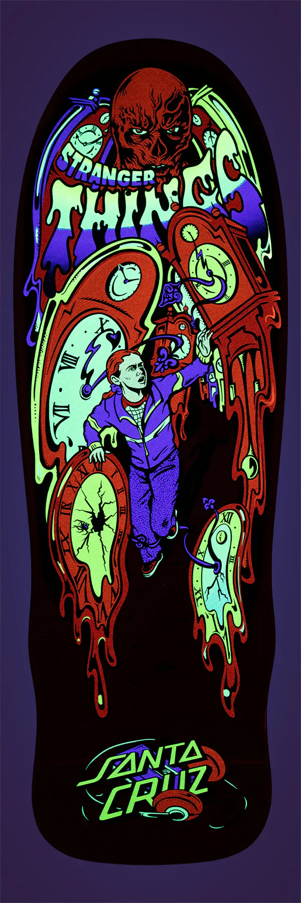 Santa Cruz x Stranger Things Grabke Max Melting Clock Skateboard Deck - 9.7″