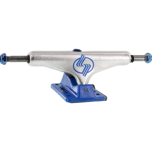 Silver M-Class Hollow Skateboard Trucks 7.75″ - Polished/Blue (Set of 2)