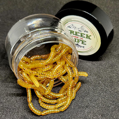 Jar of 0.5" Inch Micro Maggot Fly Larvae "The Apple Maggot"