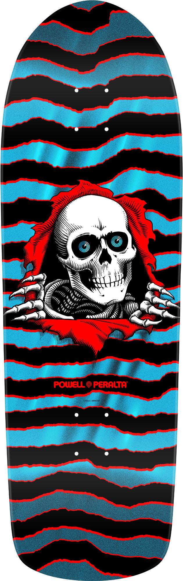 Powell Peralta Old School Ripper Skateboard Deck - 9.89″ Red/Aqua Foil **PRE-ORDER**