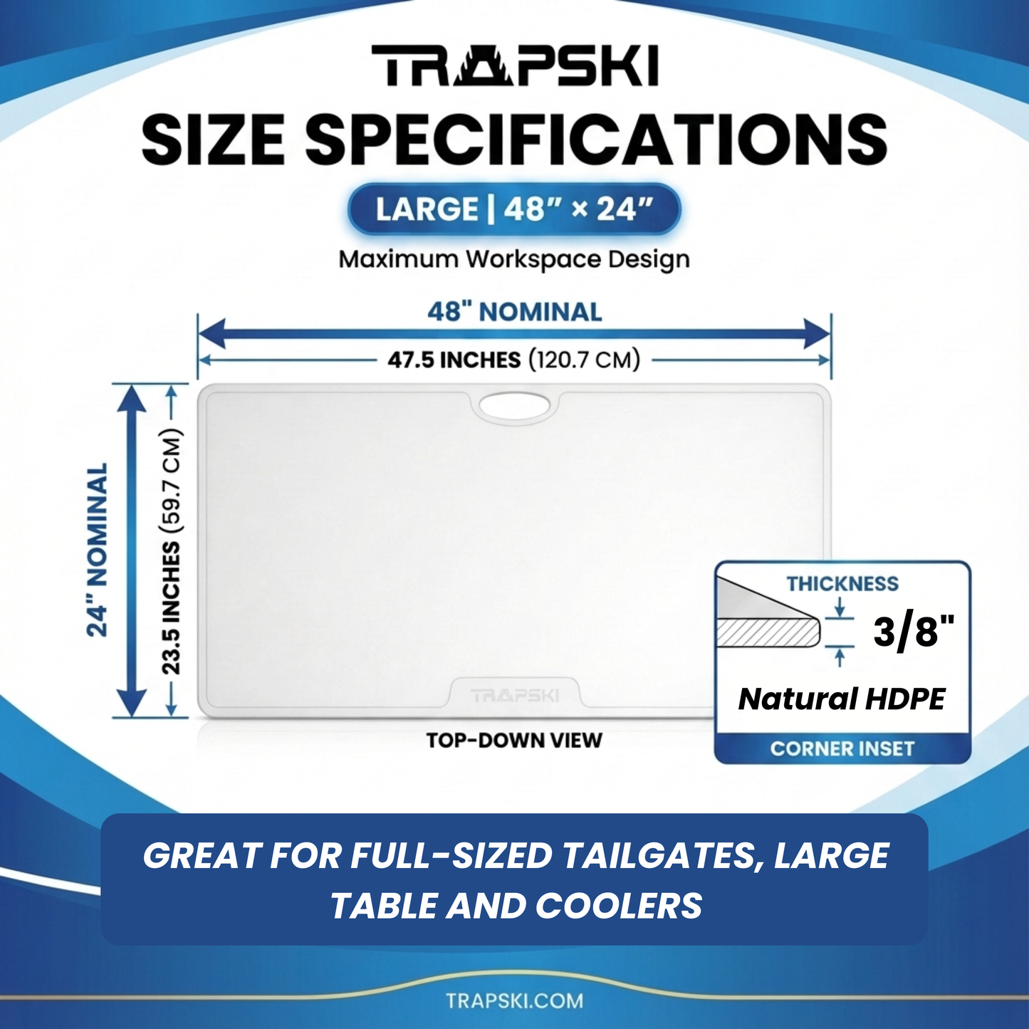 Big Game Cutting Boards HDPE Cutting Boards | 48 x 18 or 24 Inch | Juice Grooves