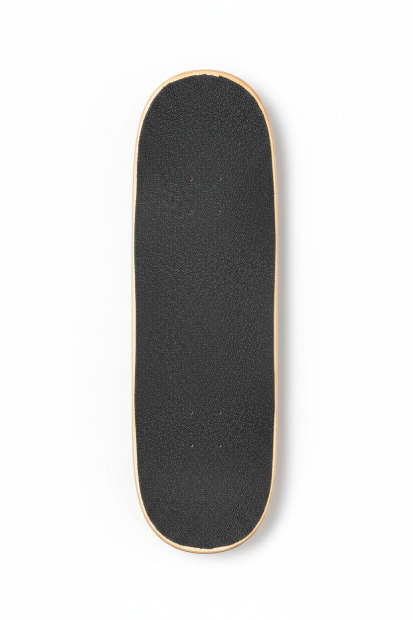 Skateboard Deck with Black Grip Tape Top View